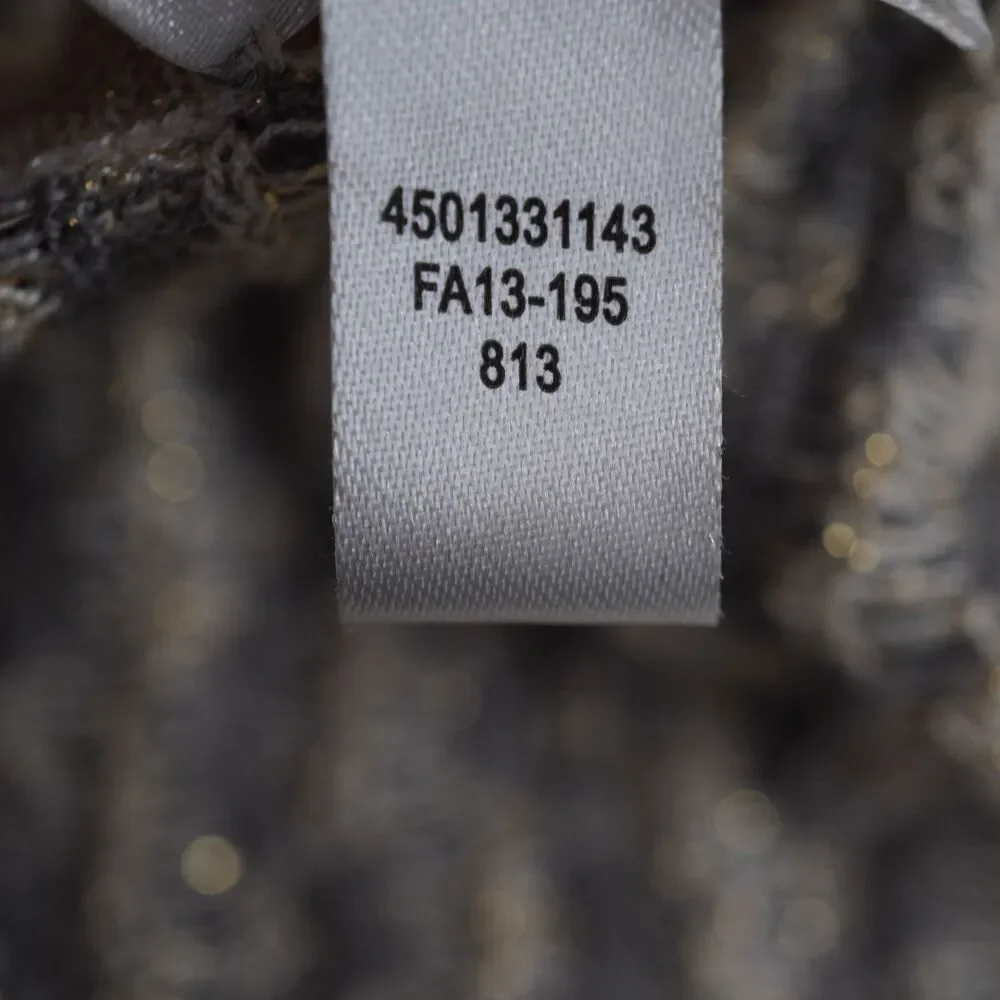 Chico's Poncho Patsy Chevron Ruana Metallic Gold Grey Festive Cape OS Sweater - Picture 10 of 10